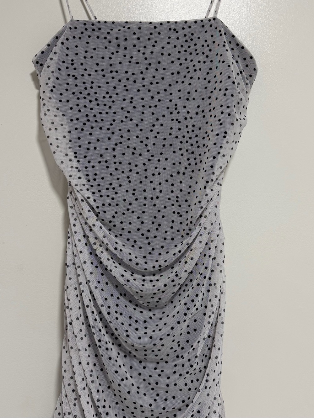 Ripe Polka Dot Mesh Ruched Mini Dress - Size XL - Picture 4 of 7